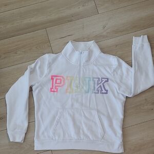 PINK Victoria's Secret Kids White Rainbow Logo Sweatshirt Size L